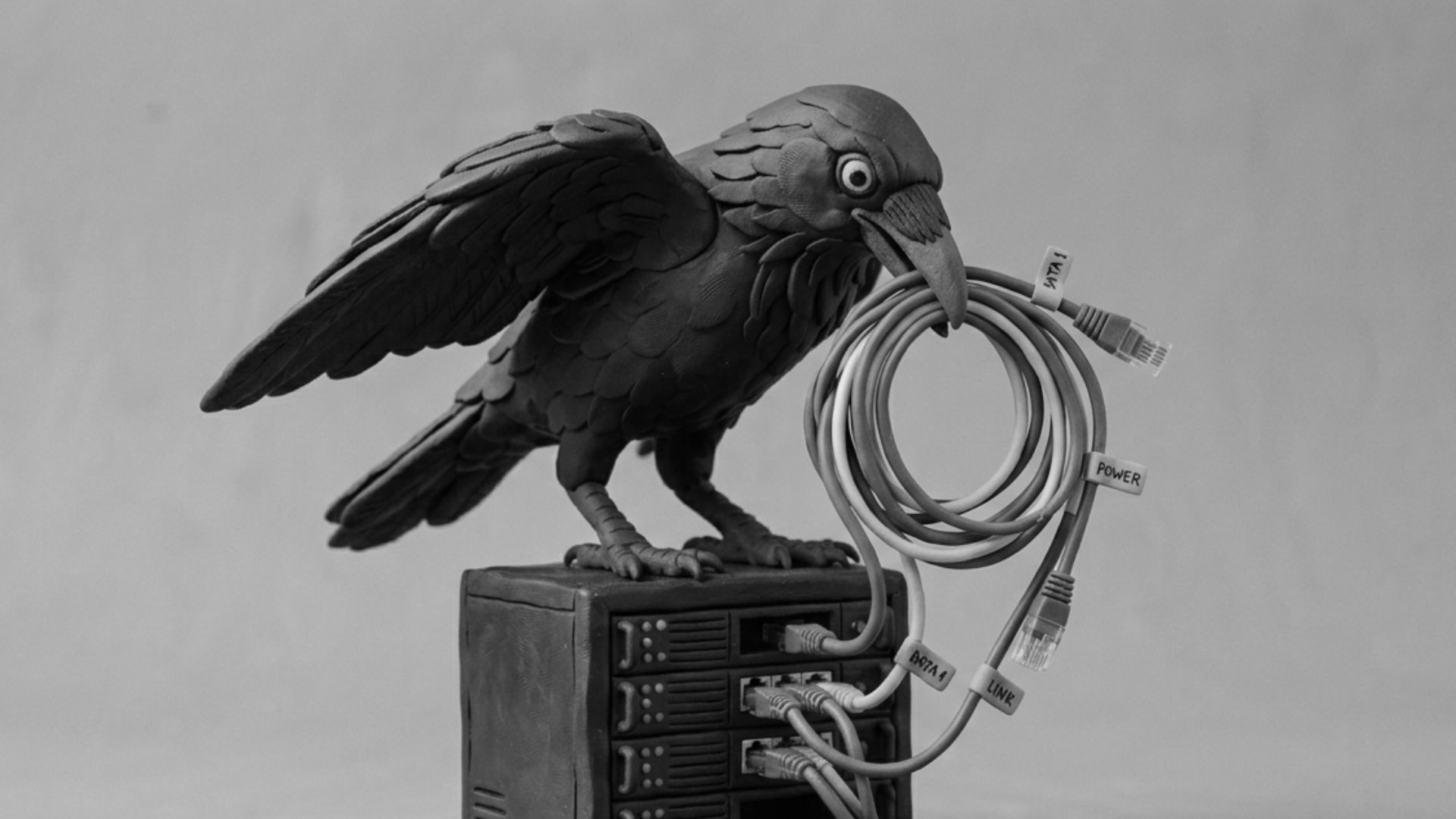 Jake the raven trying to pick the right cables for optimizing website speed and structure for modern website development performance