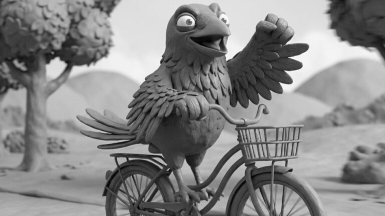 Jake the raven riding a bicycle to celebrate World Bicycle Day and the growing popularity of cycling worldwide