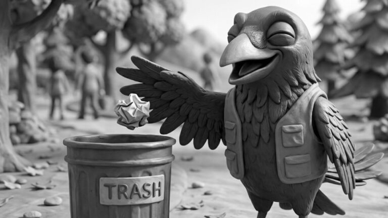Jake the raven promoting small environmental actions and sustainability for World Environment Day